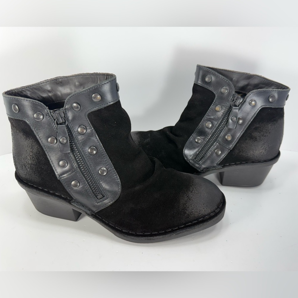 NIB - Fly London Duke Women's Black Studded Ankle Boots - Size 9